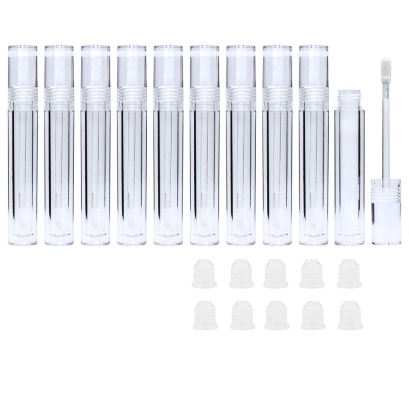 Snowso Lip Gloss Tubes with Wand Empty, 10 Pack 5ml Transparent Lip Gloss Containers, Clear Crystal Lip Gloss Tubes with Rubber Stoppers for DIY Lip Gloss - Image 1